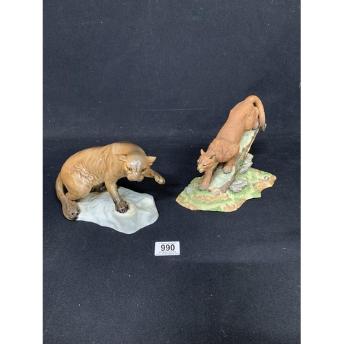 990 - Beswick Puma Model 1823, slight chip to base and Brooks & Bentley Puma Figure