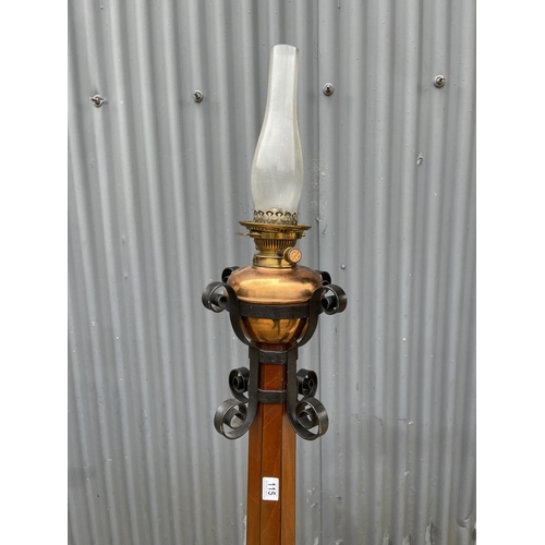 115 - A mahogany oil standard lamp 185cm high