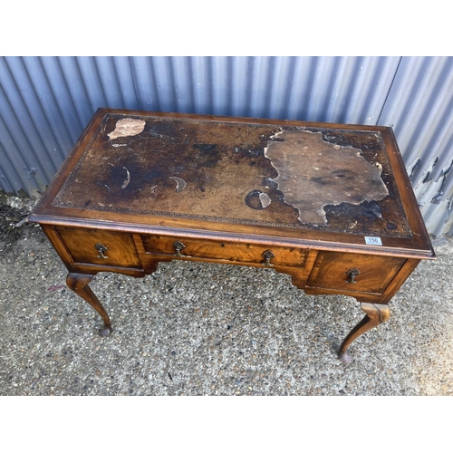 156 - A Queen Anne style three drawer writing table