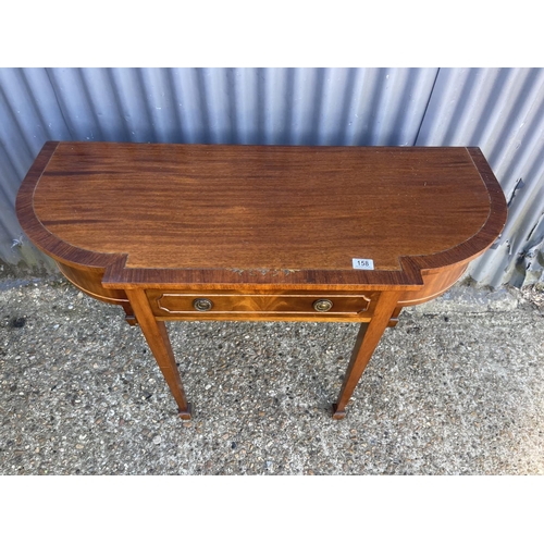 158 - A reproduction mahogany single drawer console table with brass inlay 108cm wide