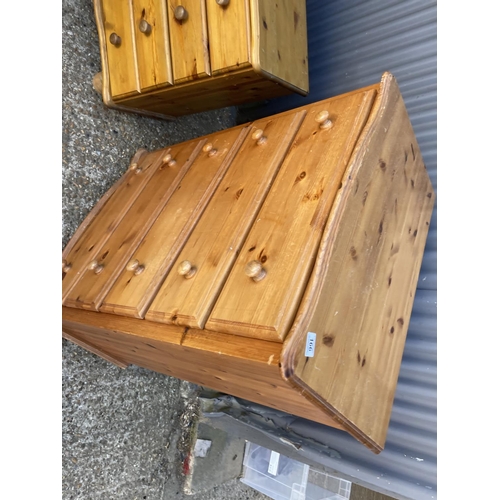 166 - A pine chest of five together with a smaller pine chest of three