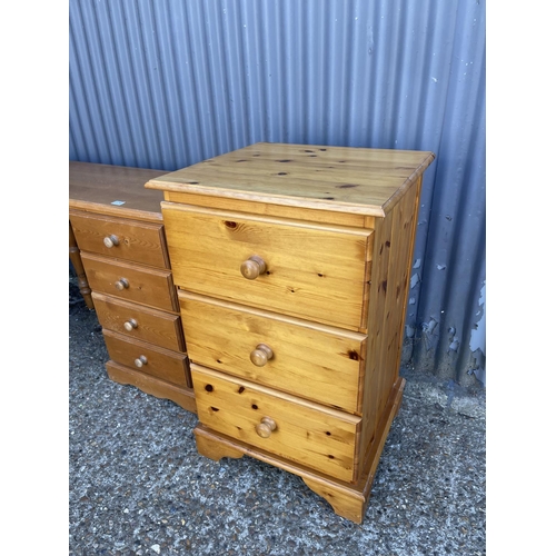 174 - A pine chest of three together with a four drawer writing desk