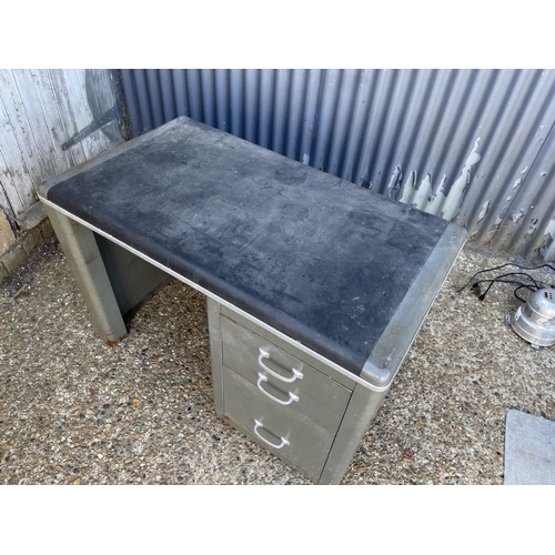 244 - A vintage steel three drawer typist desk 109x60x70