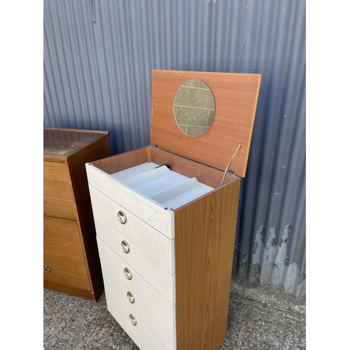 267 - Two retro chests of drawers, one with vanity top