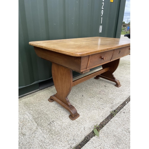 295 - A victorian mahogany three drawer writing table 130x75x74