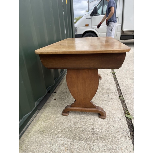 295 - A victorian mahogany three drawer writing table 130x75x74