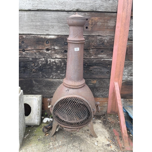 352 - An iron garden chiminea