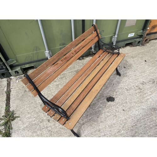 396 - A fully refurbished hardwood and iron garden bench