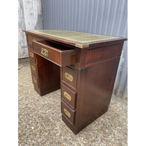 62 - A  reproduction mahogany military style desk 90x50x 74