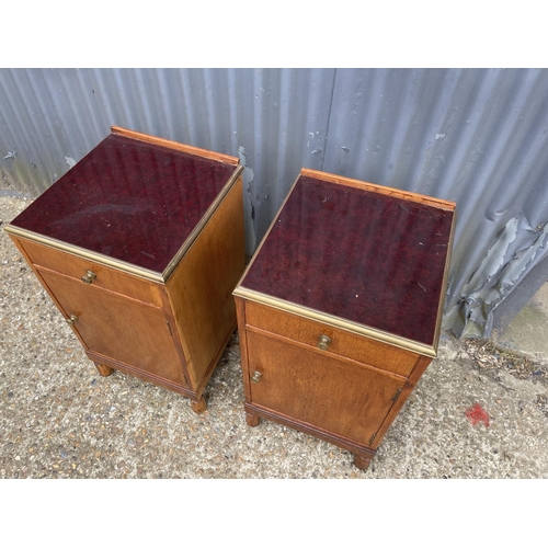 63 - A pair of arts and crafts style oak bedsides both stamped MORRIS OF GLASGOW