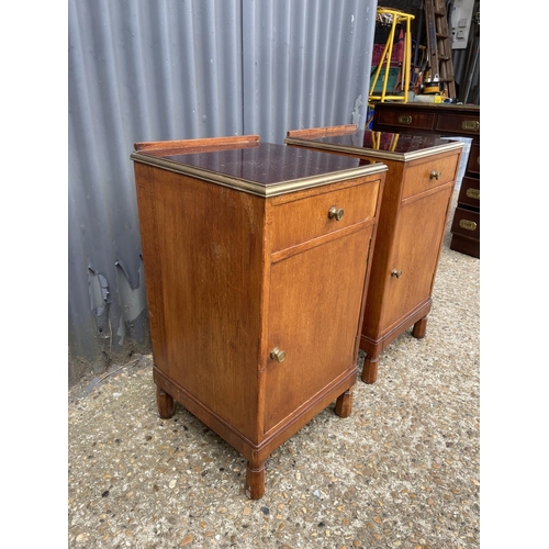 63 - A pair of arts and crafts style oak bedsides both stamped MORRIS OF GLASGOW