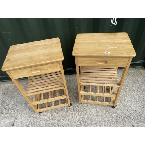 307 - A pair of modern beech wood kitchen trolley units