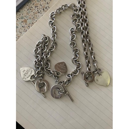 908 - Two Silver Necklaces and Bracelet marked Tiffany & Co 925, weight 4.64 ozt