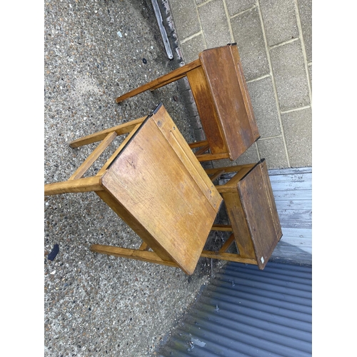 132 - Three vintage school desks