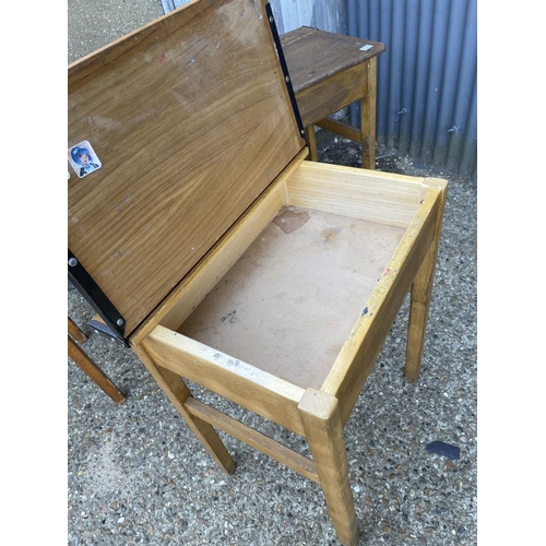 132 - Three vintage school desks