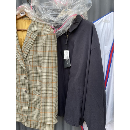 156 - A collection of 7 suits and jackets including leather jacket