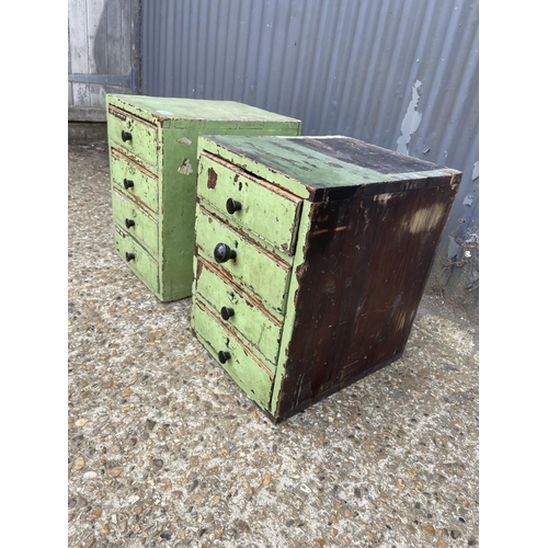 163 - A pair of green chests of four drawers  38x39x 44