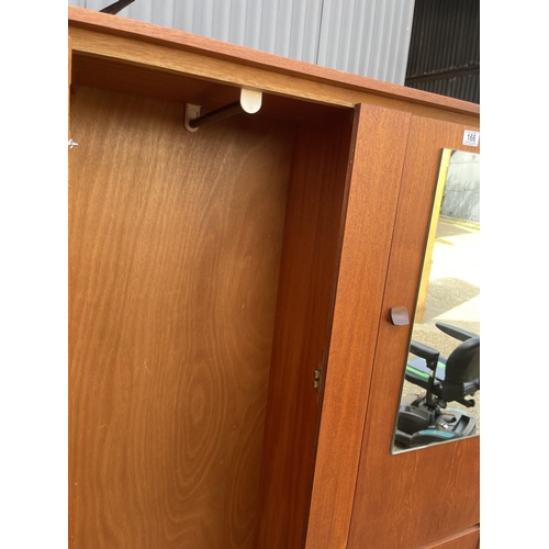 166 - A mid century teak combination wardrobe