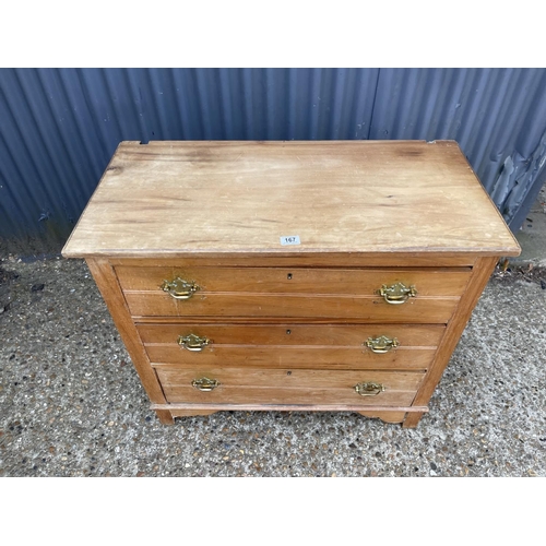 167 - A satinwood chest of three drawers