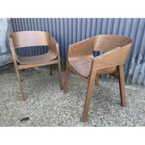 220 - A pair of MERANO TON designer bent ply carver chairs