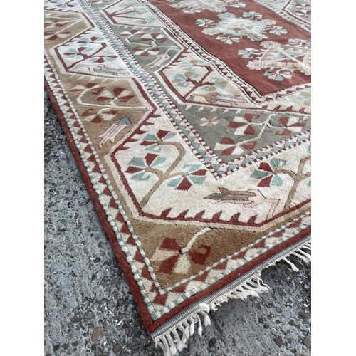 243 - A very large terracotta pattern Turkish carpet 375x260