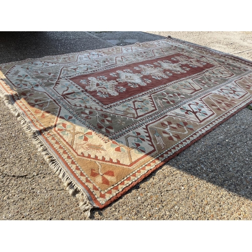 243 - A very large terracotta pattern Turkish carpet 375x260