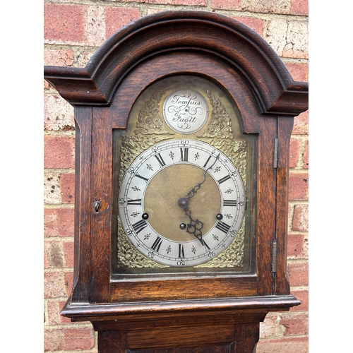 3 - An oak cased TEMPUS FUGIT grandmother clock supplied by WARING & GILLOW London