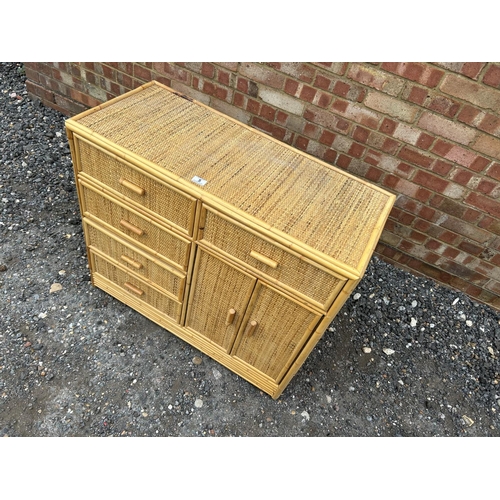 5 - A mid century bamboo / rattan combination chest 92x40x80