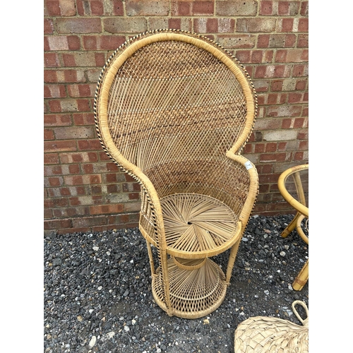 7 - Retro wicker chair, glass top table and heart