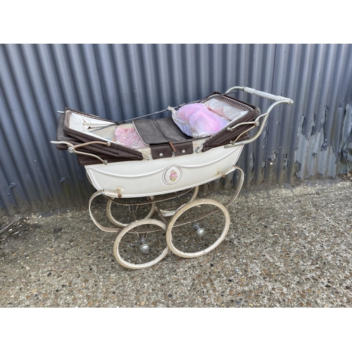 75 - Vintage silver cross dolls pram with two dolls