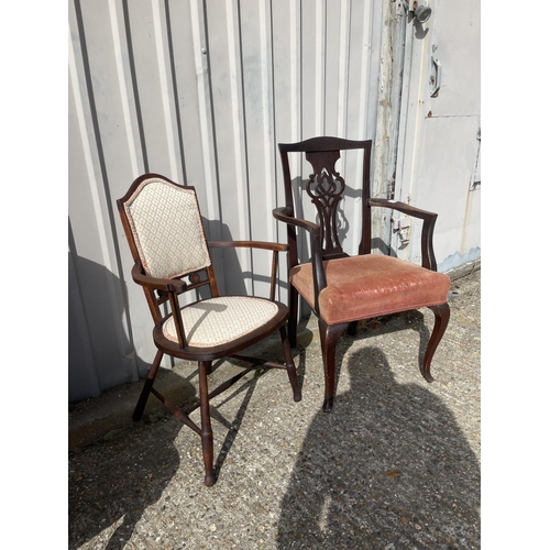 83 - Two antique mahogany carver chairs