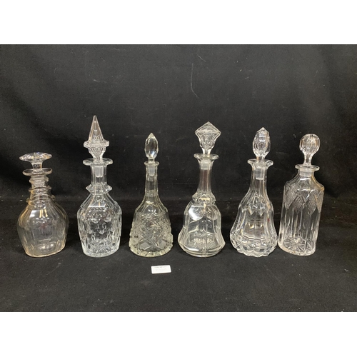 1052 - Six cut glass Decanters (no damage)