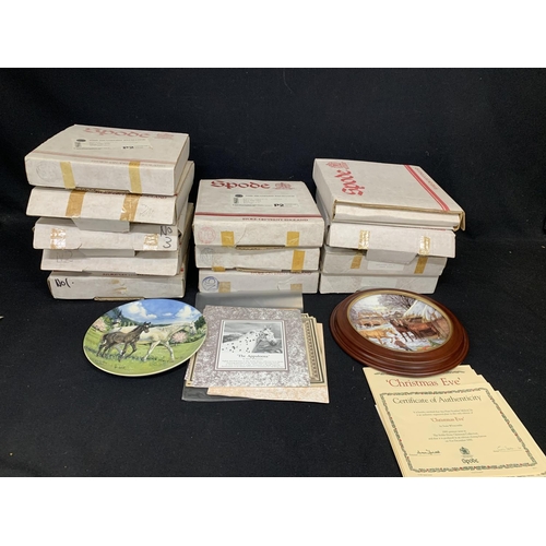 1055 - Eight Spode Horse Plates and three Spode Christmas Plates plus Wedgwood Christmas plate