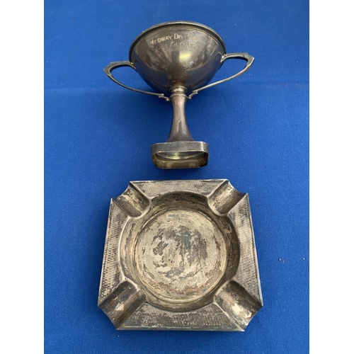 1083 - Hallmarked Silver  Girl Guide Trophy and Presentation ash tray,  4.19 ozt