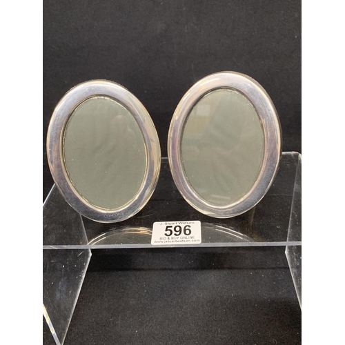 596 - Pair of Hallmarked Silver Concorde Oval Frames, each height 11cms