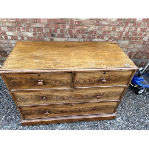 34 - A Victorian mahogany chest of four drawers  A123x56x96