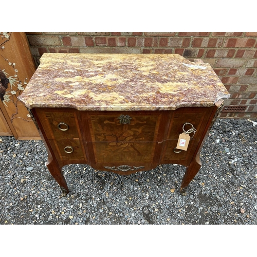 10 - A Louis XVI style kingwood, harewood and marquetry commode late 19th/early 20th century