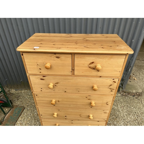 113 - A solid pine chest of six drawers 90x44x 128