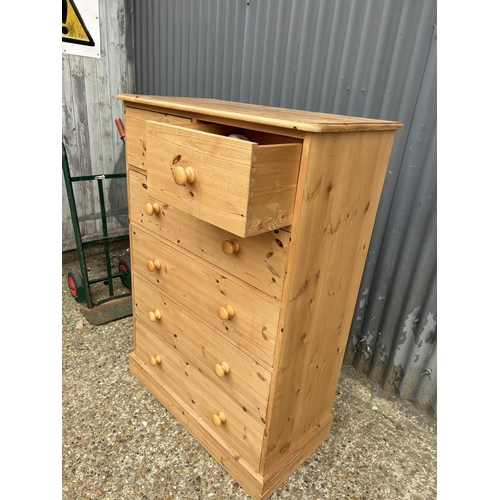 113 - A solid pine chest of six drawers 90x44x 128