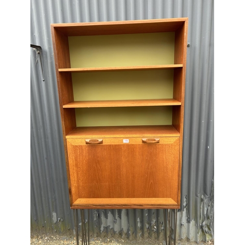 118 - A mid century g plan teak bureau unit on hairpin legs 84x26x202