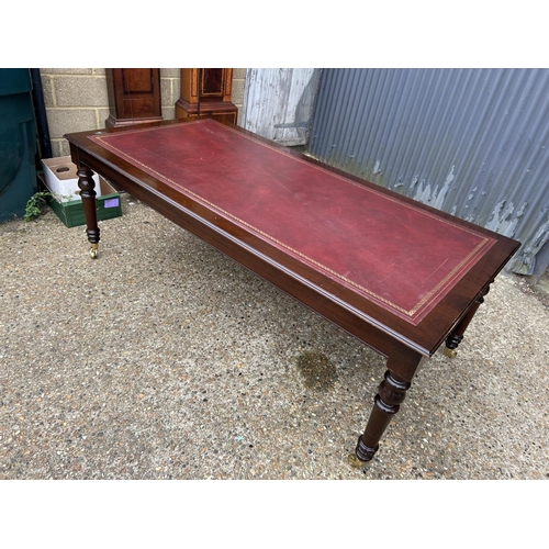 122 - A reproduction mahogany board room table (legs removable) 105x213