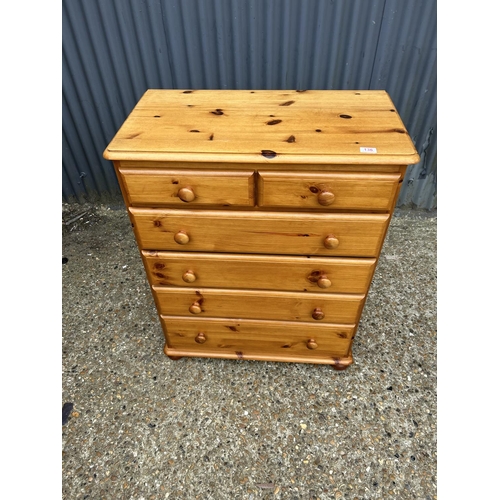 136 - A solid pine chest of six drawers