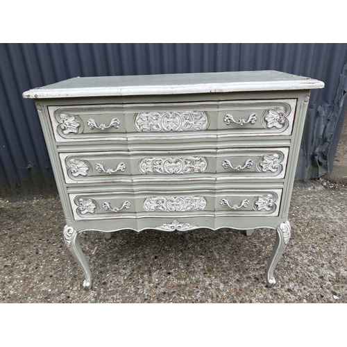 221 - A green painted french style chest of three AF TO TOP