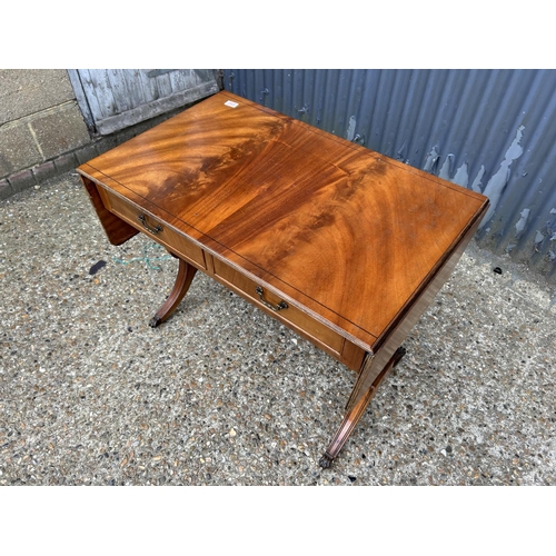 243 - A mahogany sofa table fitted with two drawers to the front and two dummy drawers to the reverse