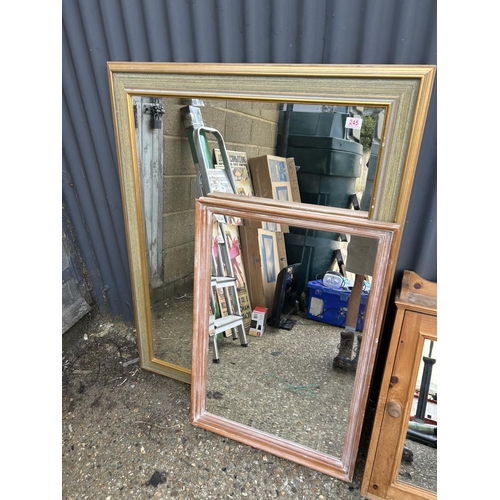 245 - Three large wall mirrors and a pine mirrored bathroom cabinet