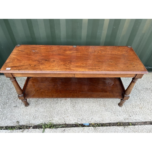 27 - A Victorian mahogany two tier serving buffet with two drawers 150x50x74