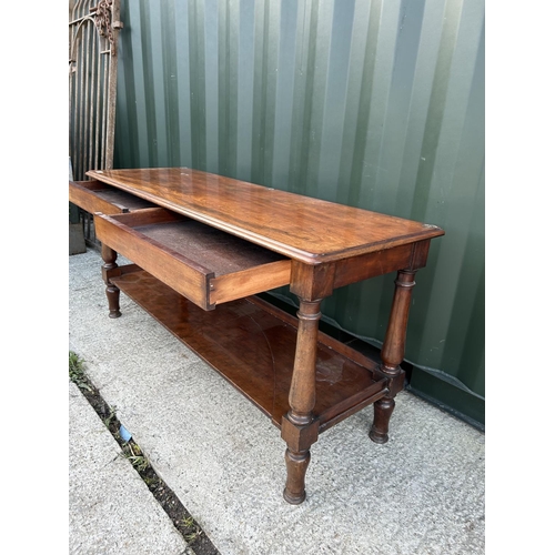 27 - A Victorian mahogany two tier serving buffet with two drawers 150x50x74