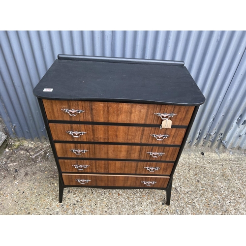 270 - A mid century black painted chest of five drawers 80x45 x104