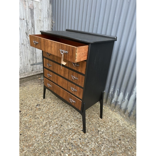 270 - A mid century black painted chest of five drawers 80x45 x104