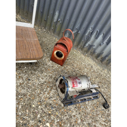 284 - Small barrow, router motor and road lantern